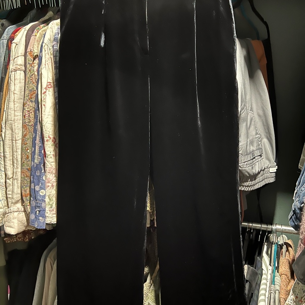 LOFT Black Velvet Trousers Size 8
